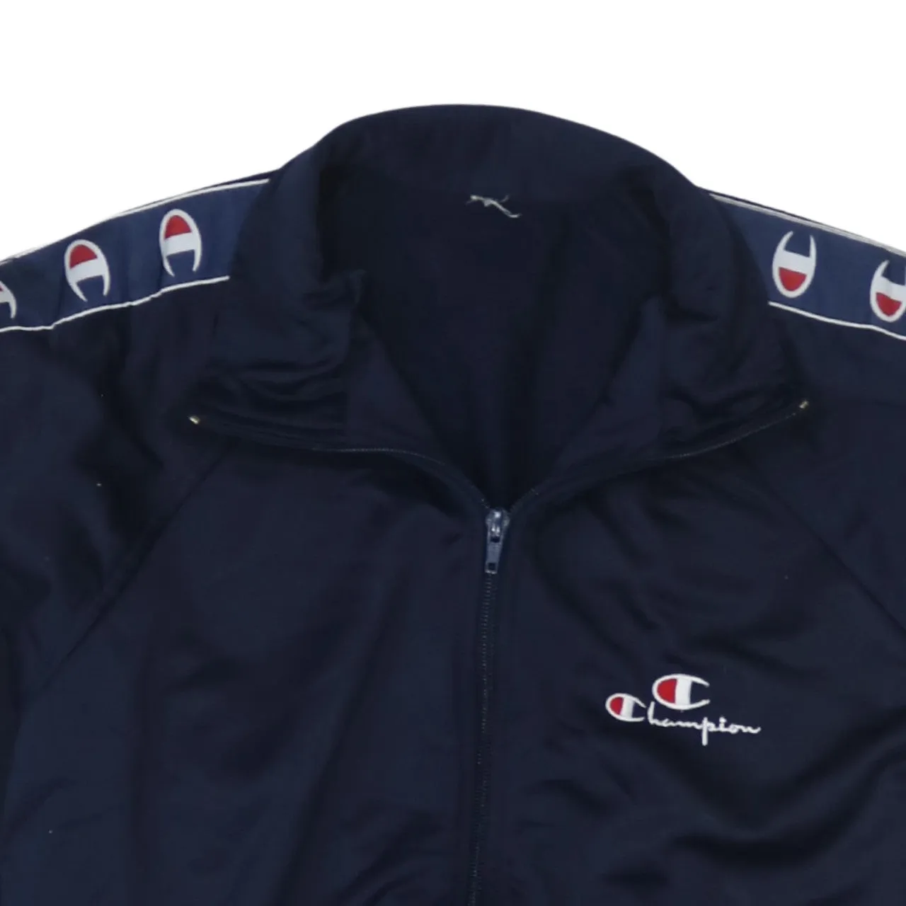 Champion Navy Blue Track Jacket Men’s Small Embroidered Logo Tape Sleeves Zip Top sold by Vintage Club product image thumbnail 3