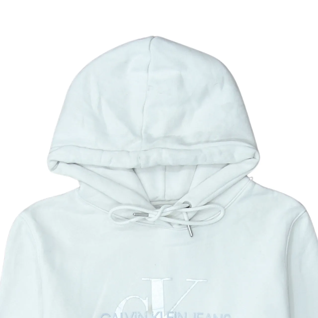Calvin Klein 90's Spellout Pullover Hoodie Small White sold by Vintage Club product image thumbnail 3
