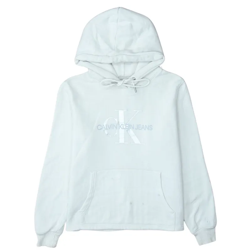 Calvin Klein 90's Spellout Pullover Hoodie Small White sold by Vintage Club