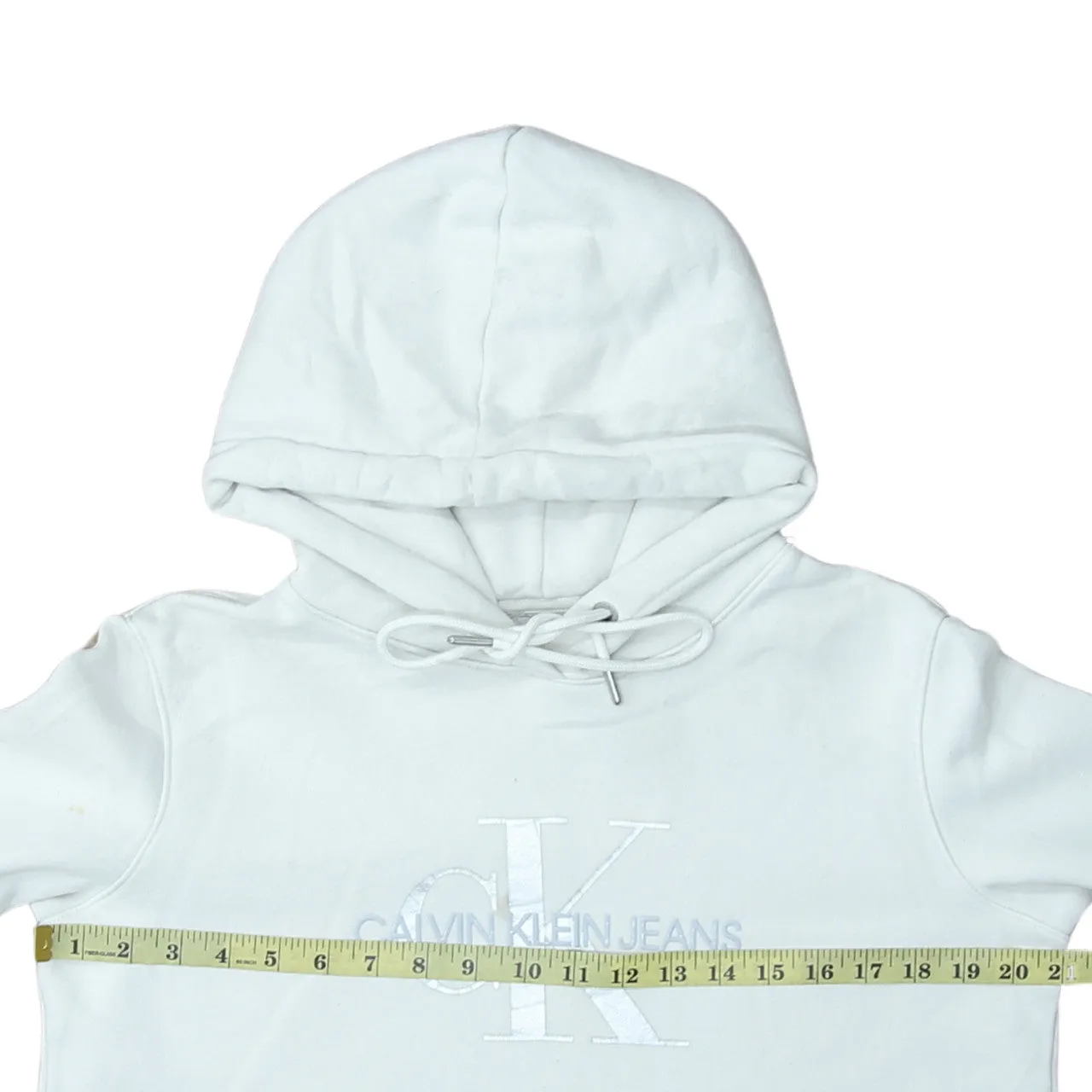 Calvin Klein 90's Spellout Pullover Hoodie Small White sold by Vintage Club product image thumbnail 5