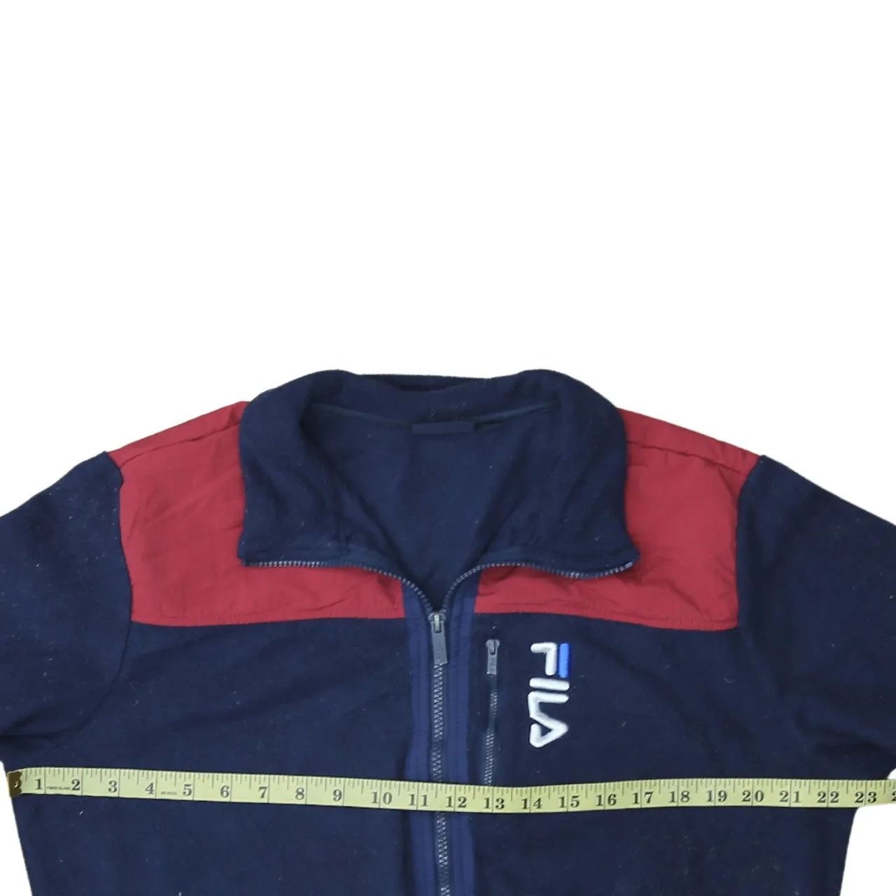 Fila Navy Blue Fleece Jacket Men's Medium Embroidered Logo Zip Front Contrast Panels sold by Vintage Club product image thumbnail 5