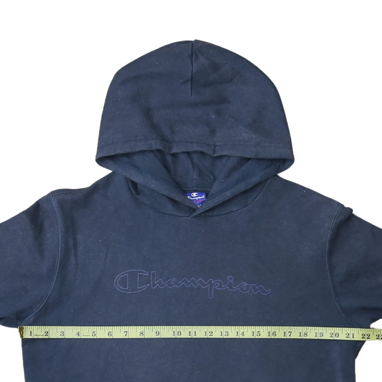 Champion Navy Blue Hoodie Women's Large Embroidered Chest Logo Front Pocket Pullover Sweatshirt sold by Vintage Club product image thumbnail 5