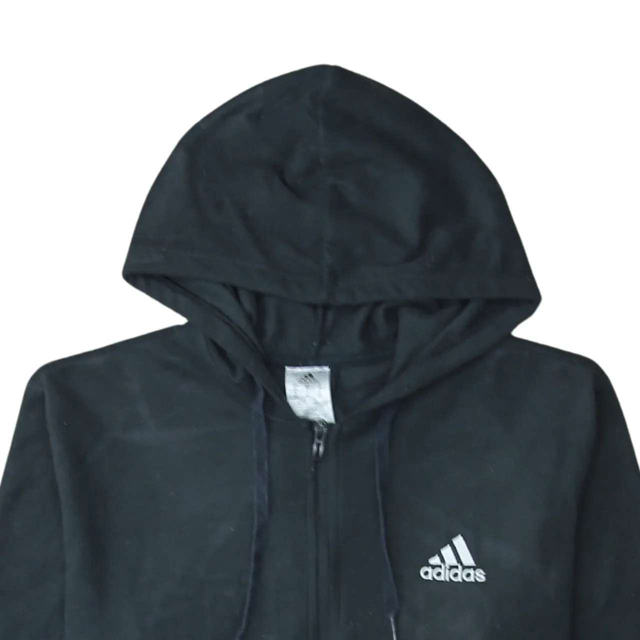 Adidas Black Full Zip Hoodie Women’s XLarge Big Logo Three Stripes Fleece Jacket Sweatshirt sold by Vintage Club product image thumbnail 3