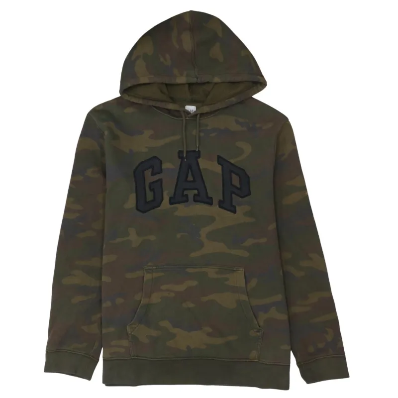 Gap Camouflage Green Hoodie Women's XLarge Embroidered Logo Front Pocket Fleece Pullover Sweatshirt sold by Vintage Club