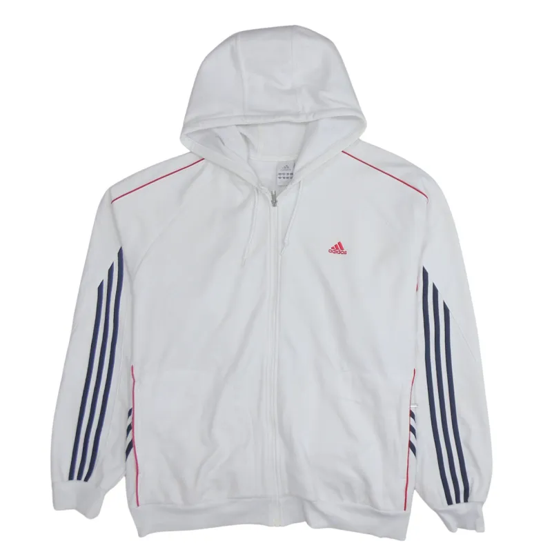 Adidas 90's Striped Sleeve Full Zip Up Hoodie XXLarge (2XL) White sold by Vintage Club