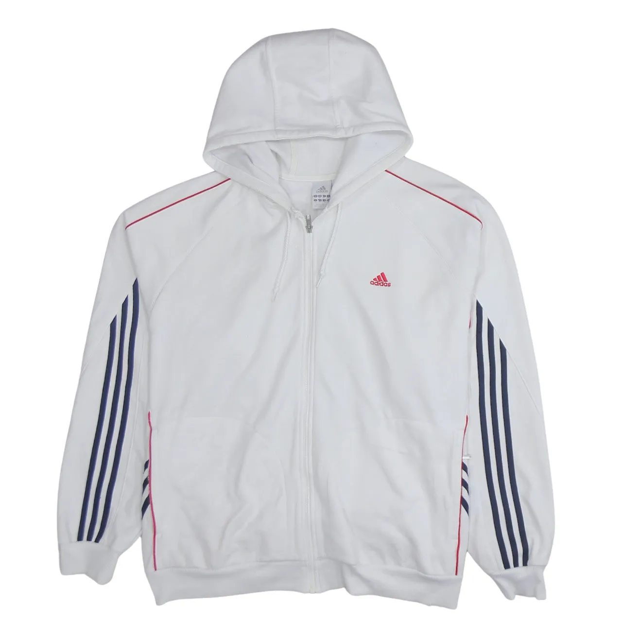 Adidas 90's Striped Sleeve Full Zip Up Hoodie XXLarge (2XL) White sold by Vintage Club