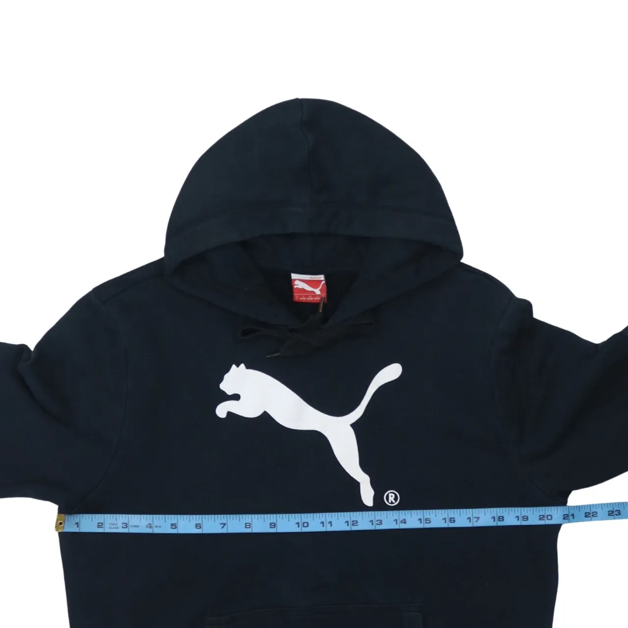 Puma Black Hoodie Men's Small Printed Big Logo Front Pocket Pullover Sweatshirt sold by Vintage Club product image thumbnail 5