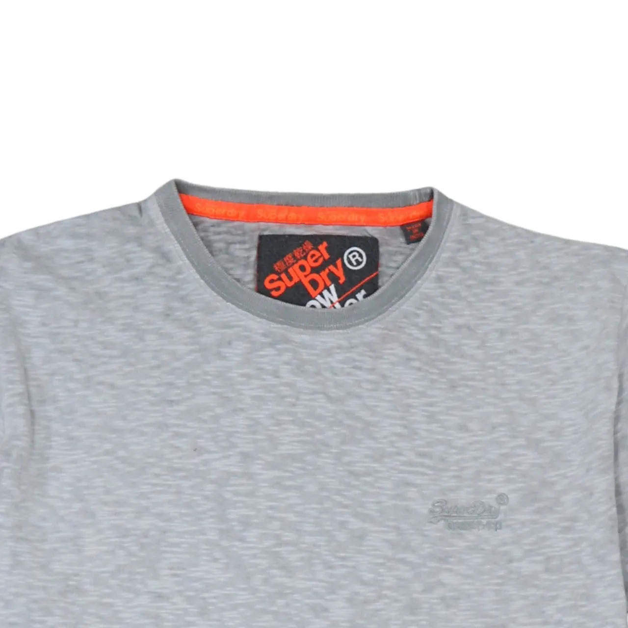 Superdry Light Grey Marl T Shirt Women’s Large Embroidered Chest Logo Roll Sleeve Casual Top sold by Vintage Club product image thumbnail 3