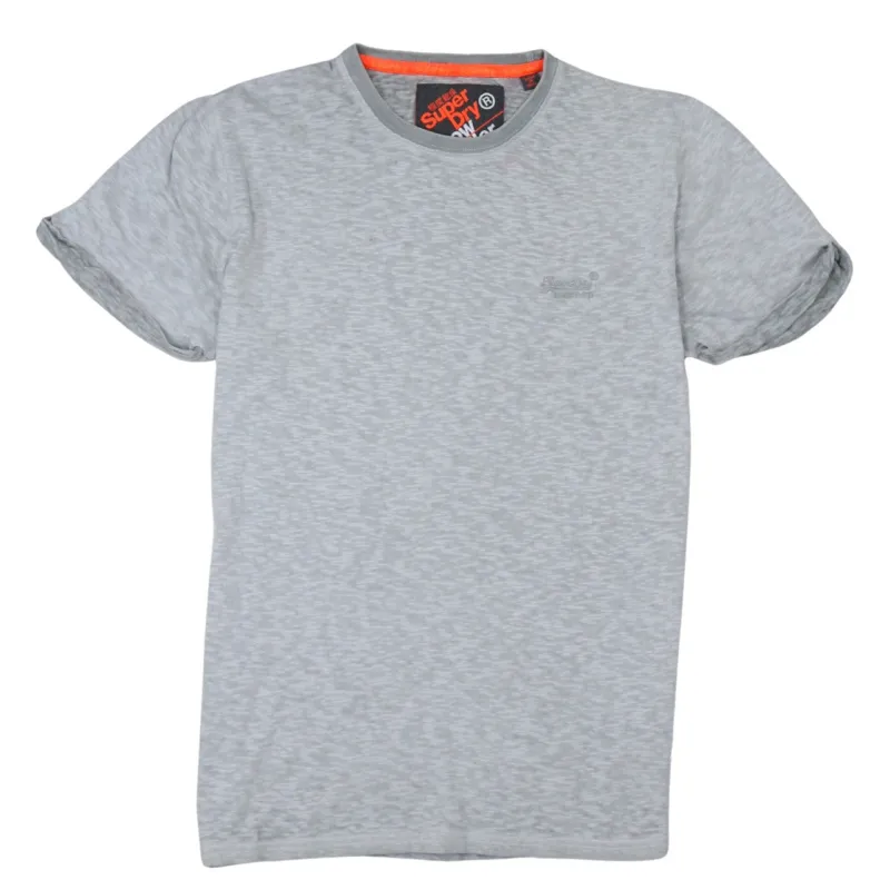 Superdry Light Grey Marl T Shirt Women’s Large Embroidered Chest Logo Roll Sleeve Casual Top made by Superdry