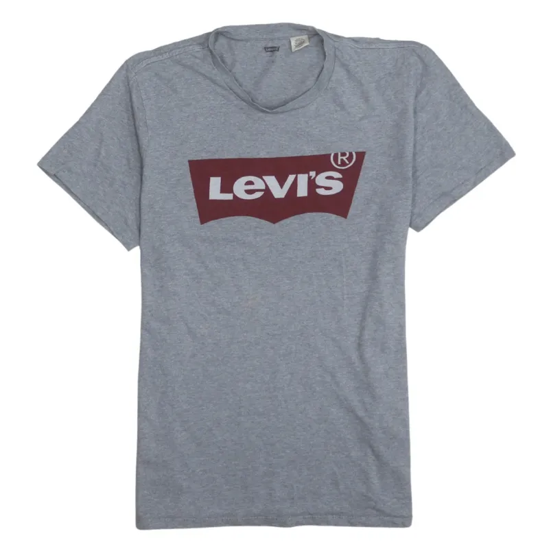 Levi's Grey T-Shirt Women's XLarge Printed Batwing Logo Short Sleeve Casual Top Tee made by Levi's