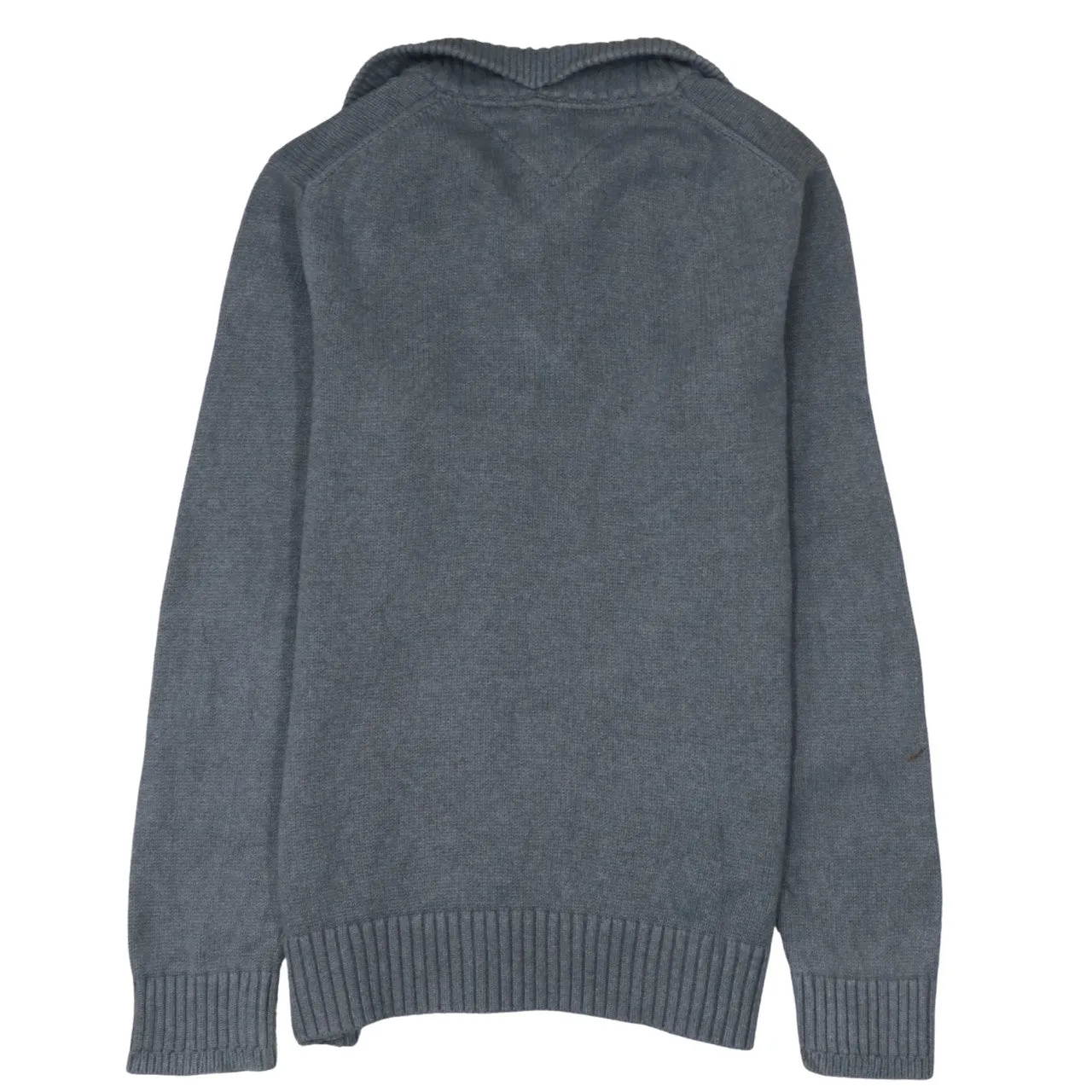 Tommy Hilfiger Grey Half Zip Jumper Women’s Large Ribbed Collar Cotton Knit Sweater sold by Vintage Club product image thumbnail 2