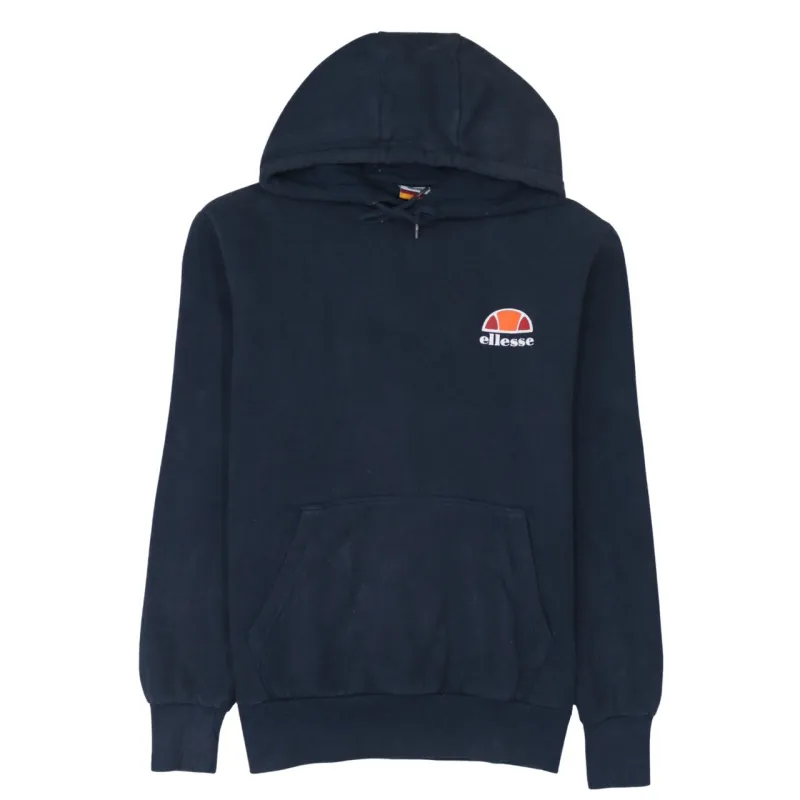 Ellesse 90's Drawstring Pockets Pullover Hoodie Medium Navy Blue sold by Vintage Club