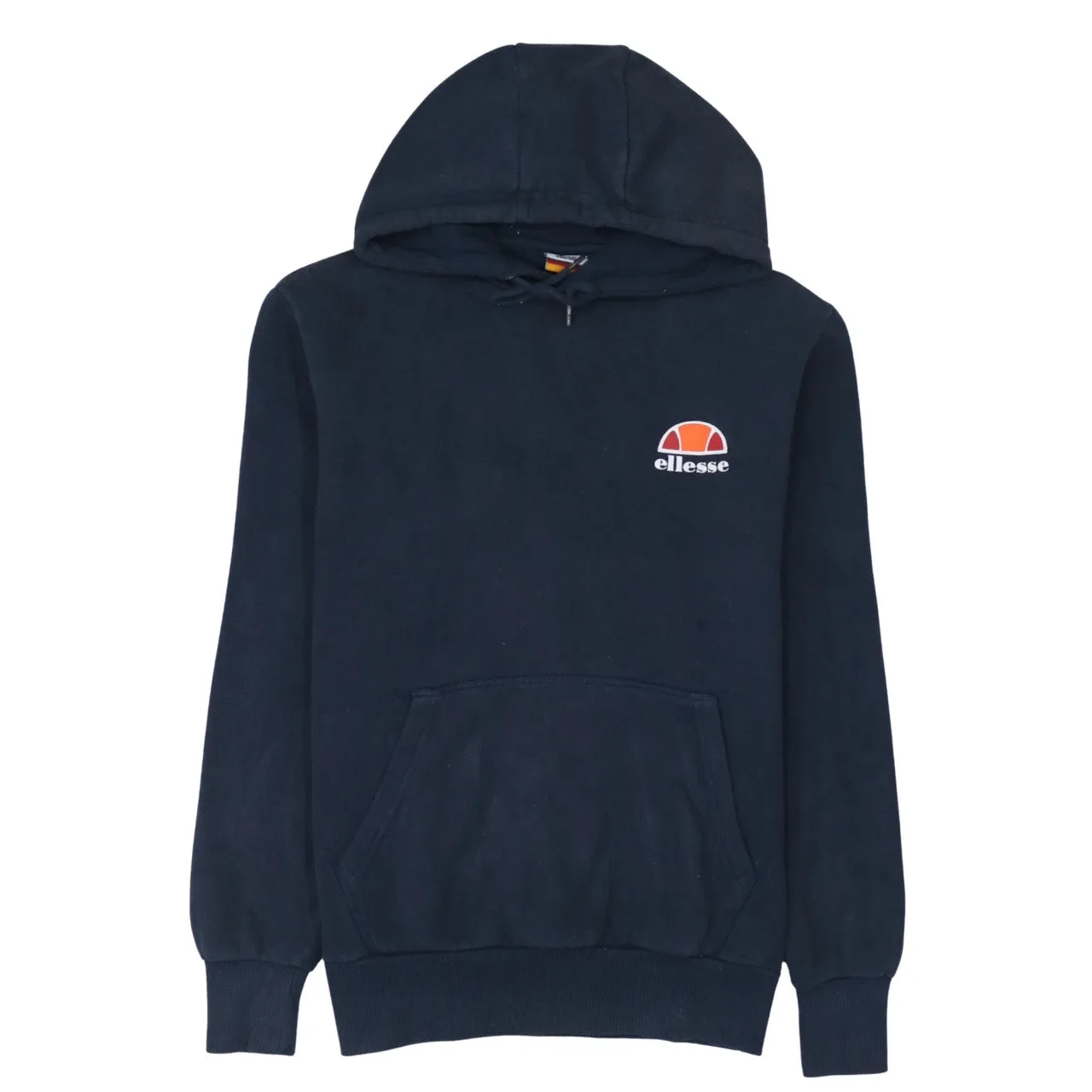 Ellesse 90's Drawstring Pockets Pullover Hoodie Medium Navy Blue sold by Vintage Club