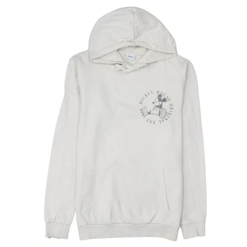 Disney Cream Hoodie Women’s Large Mickey Mouse Printed Front Back Pocket Pullover Sweatshirt sold by Vintage Club