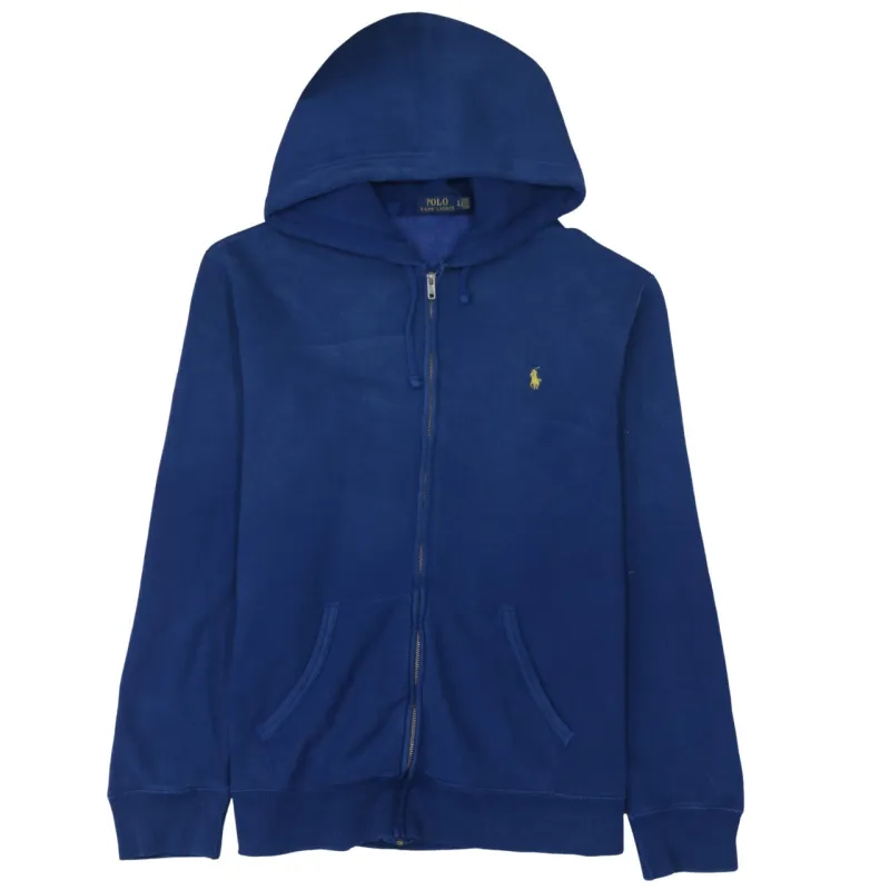 Polo Ralph Lauren 90's Drawstring Pockets Full Zip Up Hoodie XLarge Navy Blue made by Polo by Ralph Lauren