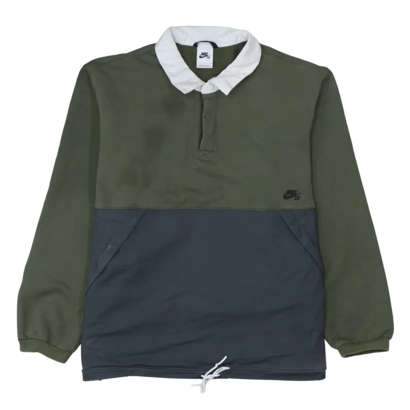 Nike 90's Swoosh Quarter Button Sweatshirt Large Green sold by Vintage Club