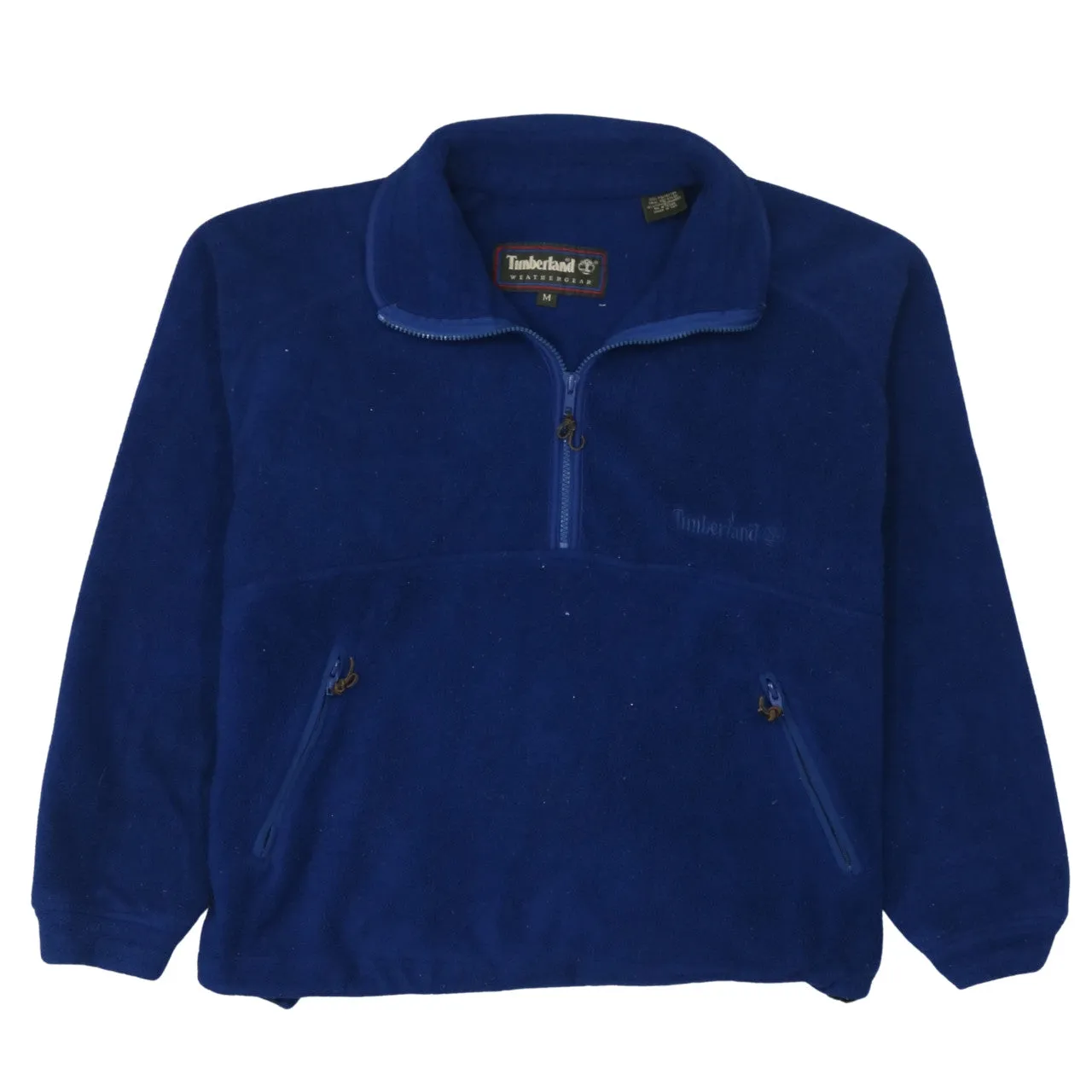 Timberland Royal Blue Fleece Jumper Men’s Medium Half Zip Embroidered Logo Zip Pockets Pullover Top sold by Vintage Club