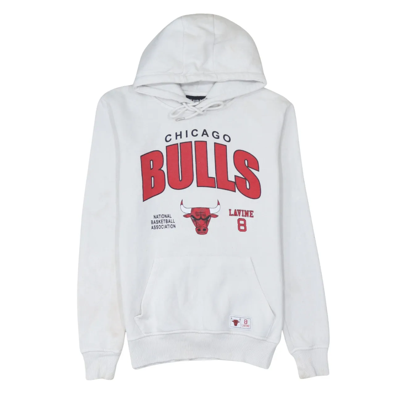 Primark White Hoodie Men’s XSmall Chicago Bulls Lavine 8 Printed Logo Fleece Sweatshirt sold by Vintage Club