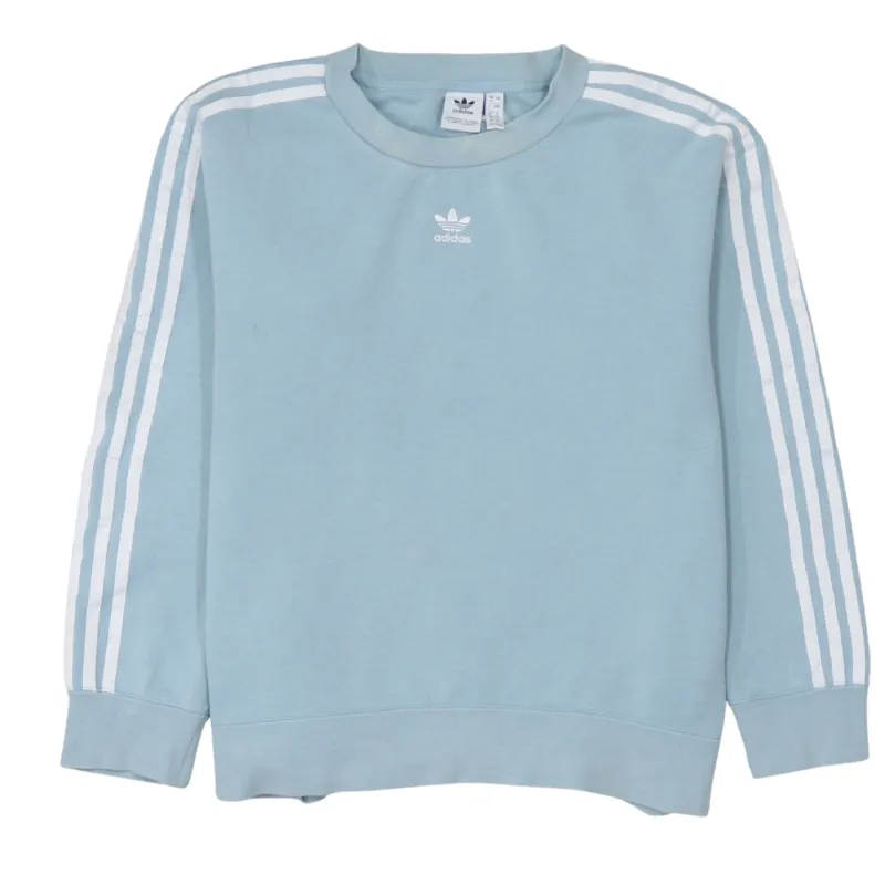 Adidas 90's Striped Sleeve Crew Neck Sweatshirt Medium Blue sold by Vintage Club