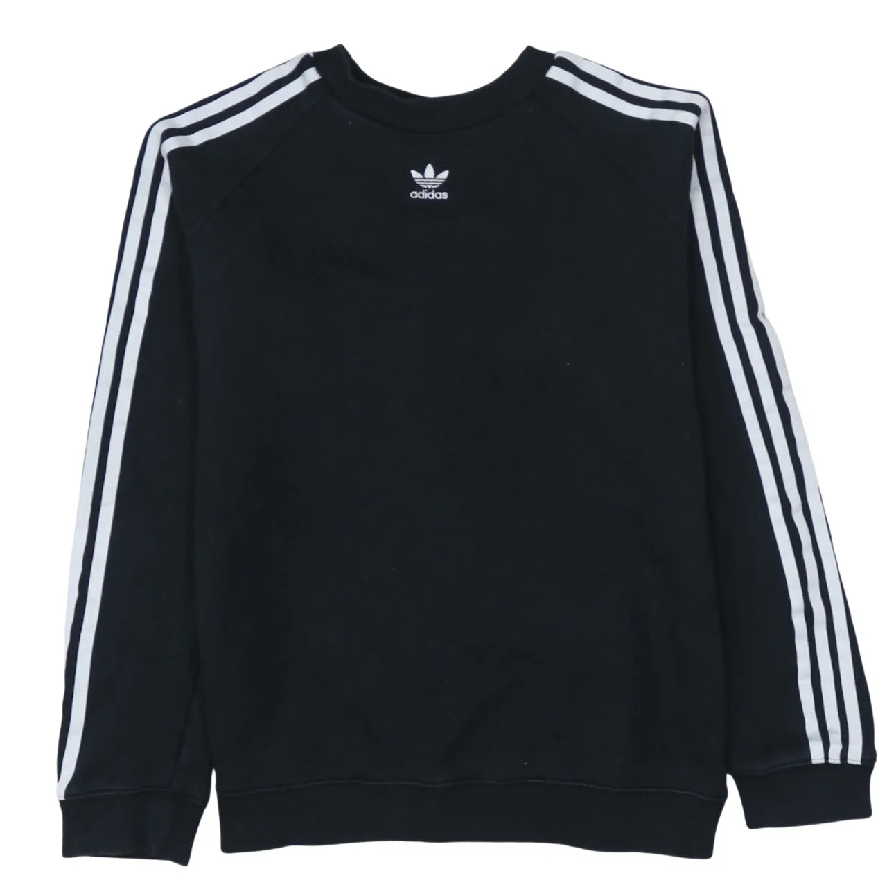 Adidas 90's Striped Sleeve Crew Neck Sweatshirt Medium Black sold by Vintage Club