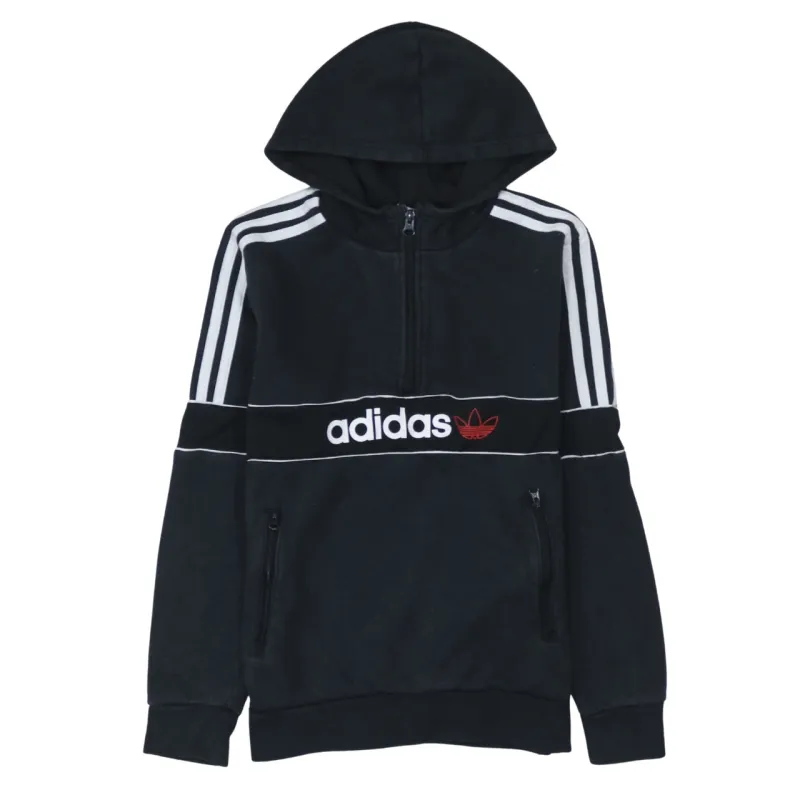 Adidas 90's Spellout Quarter Zip Hoodie Large Black sold by Vintage Club