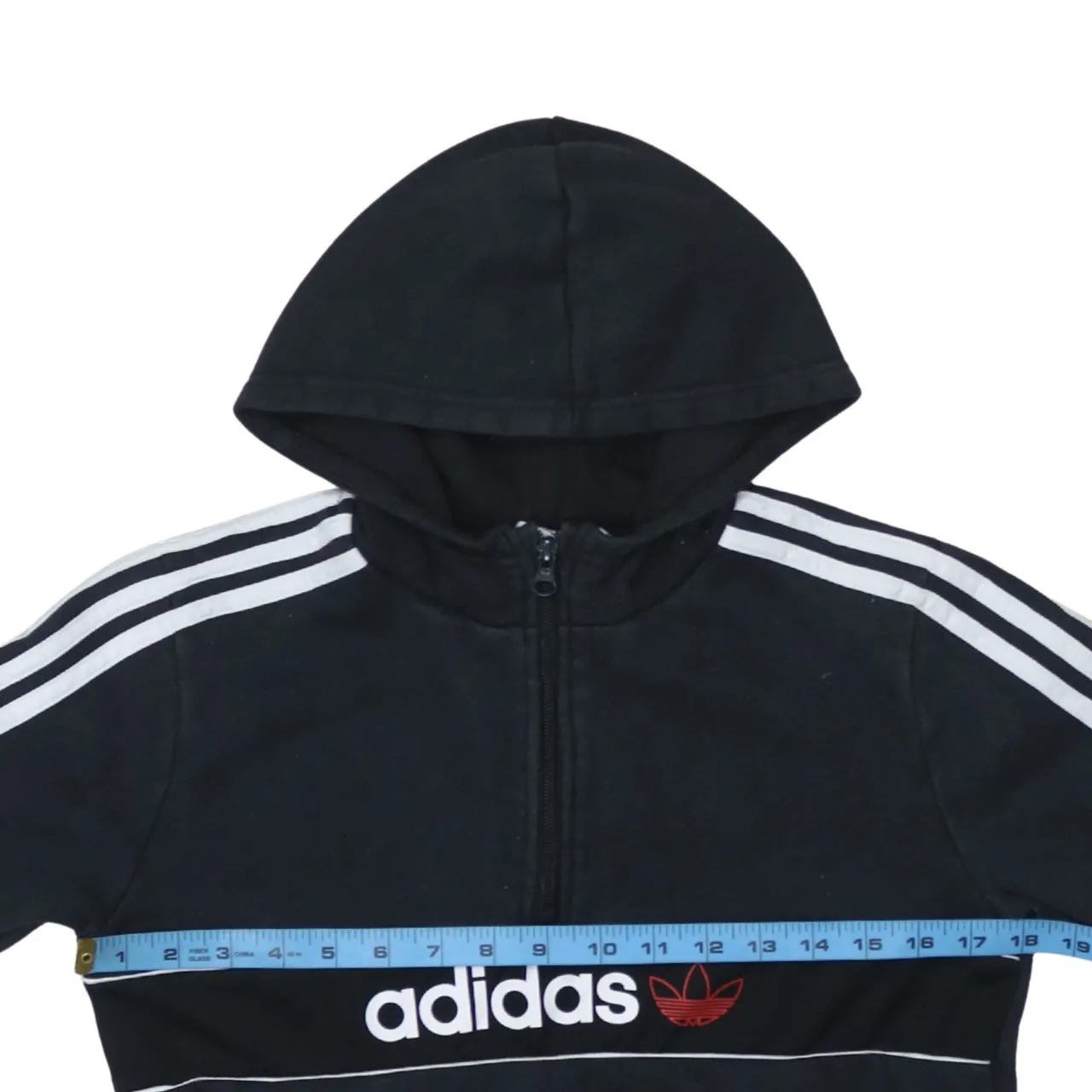 Adidas 90's Spellout Quarter Zip Hoodie Large Black sold by Vintage Club product image thumbnail 5