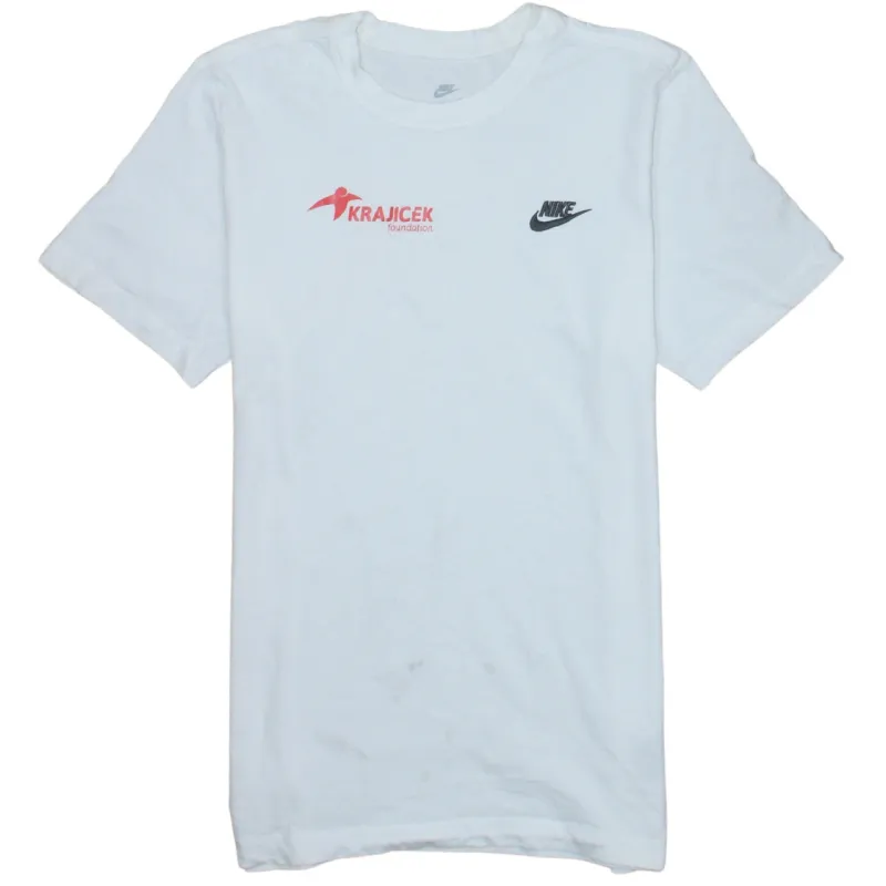 Nike White T Shirt Men's Small Krajicek Foundation Printed Logos Summer Squad Graphic Tee made by Nike