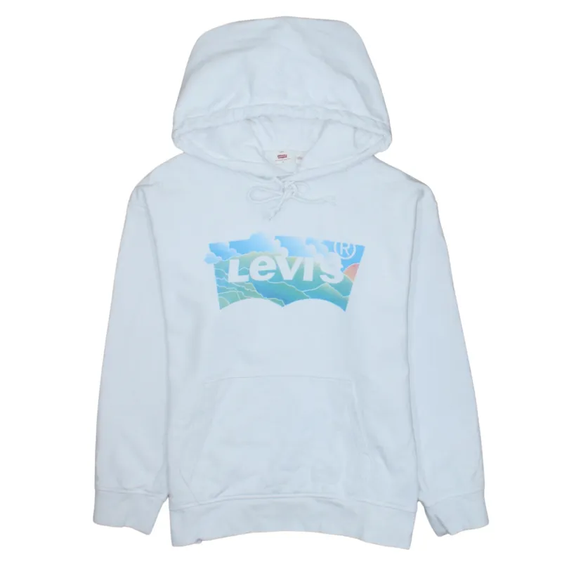 Levi's 90's Spellout Pullover Hoodie Small White sold by Vintage Club