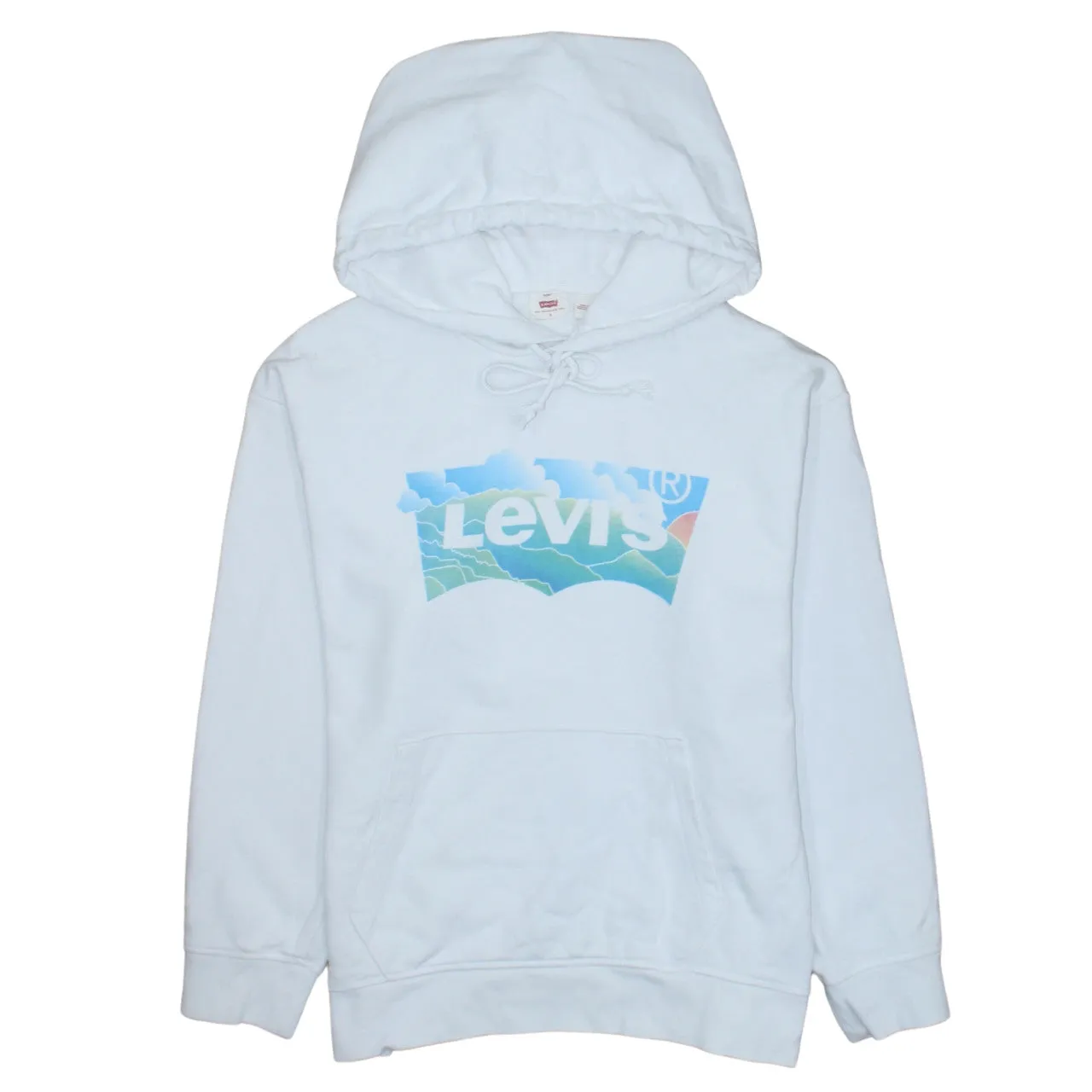 Levi's 90's Spellout Pullover Hoodie Small White sold by Vintage Club