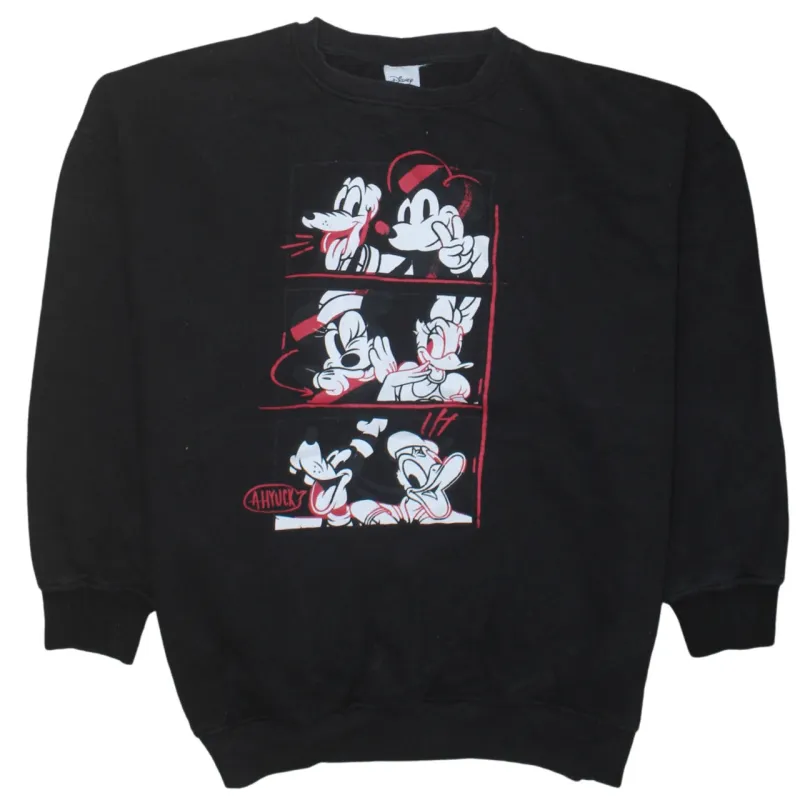 Disney 90's Mickey Mouse & Friends Crew Neck Sweatshirt Small Black sold by Vintage Club