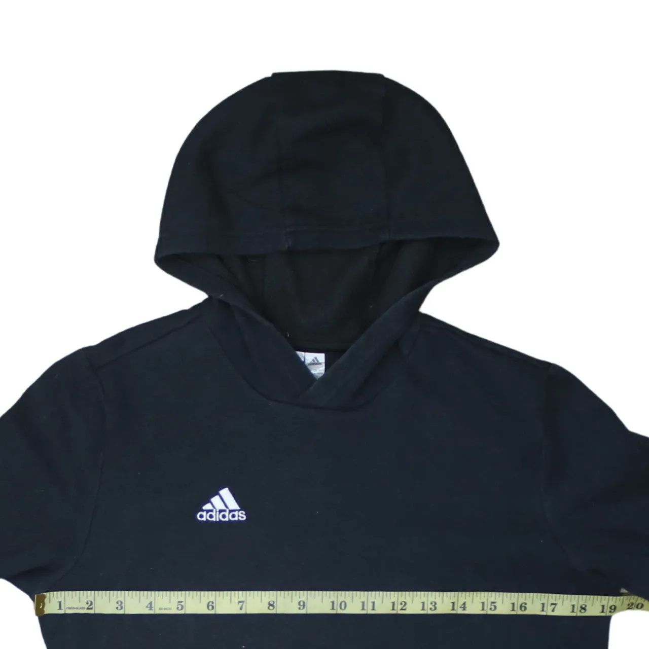Adidas 90's Drawstring Pockets Pullover Hoodie Large Black sold by Vintage Club product image thumbnail 5