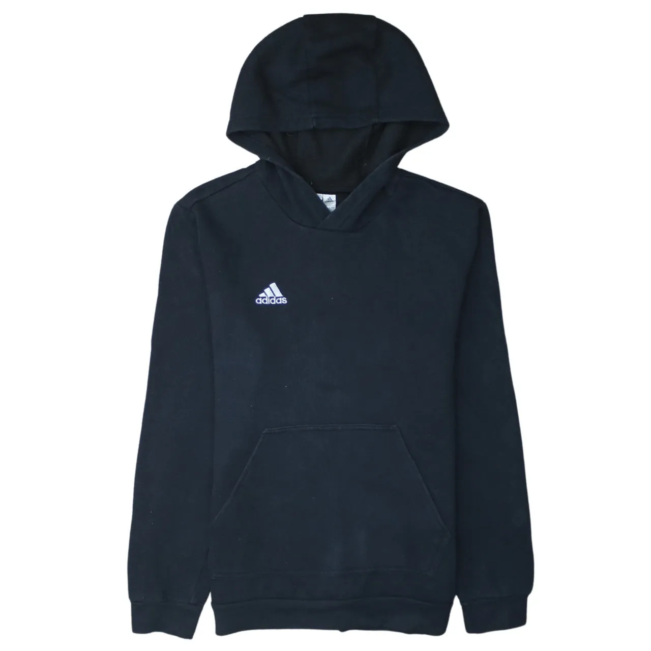 Adidas 90's Drawstring Pockets Pullover Hoodie Large Black sold by Vintage Club