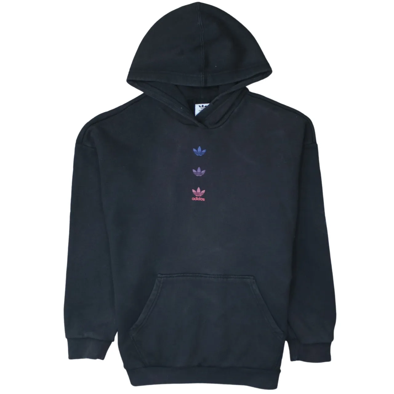 Adidas 90's Drawstring Pockets Pullover Hoodie Large Black sold by Vintage Club