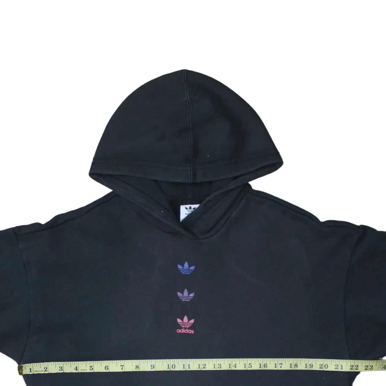 Adidas 90's Drawstring Pockets Pullover Hoodie Large Black sold by Vintage Club product image thumbnail 5