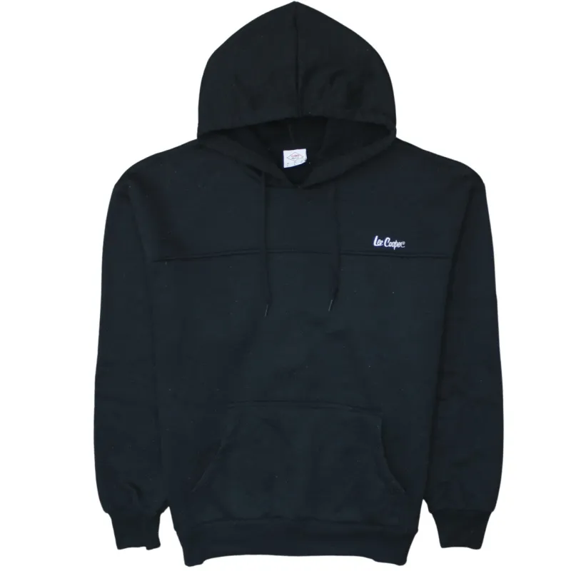 Lee Cooper Black Hoodie Men's Large Embroidered Chest Logo Front Pocket Pullover Sweatshirt made by Lee