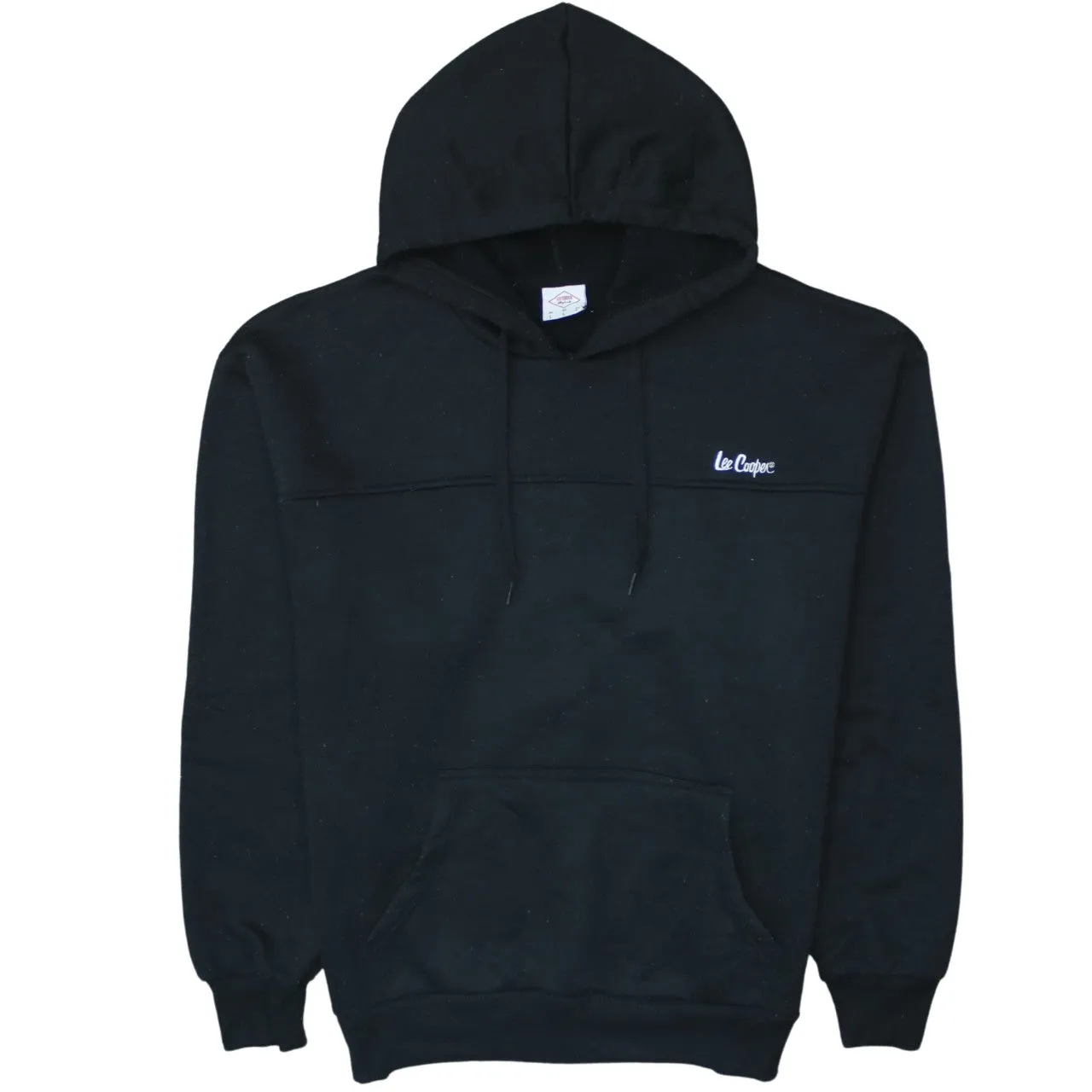 Lee Cooper Black Hoodie Men's Large Embroidered Chest Logo Front Pocket Pullover Sweatshirt sold by Vintage Club