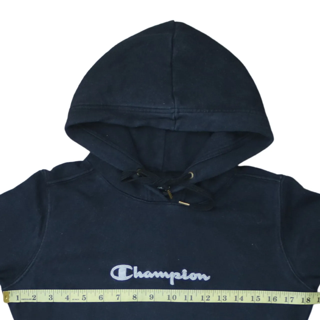 Champion 90's Drawstring Pockets Pullover Hoodie Medium Black sold by Vintage Club product image thumbnail 5