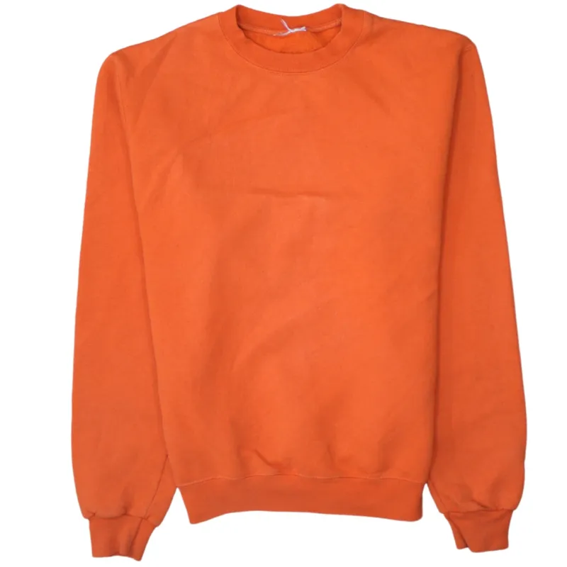 Champion Orange Sweatshirt Men's Small Crewneck Cuff Logo Fleece Pullover Jumper made by Champion