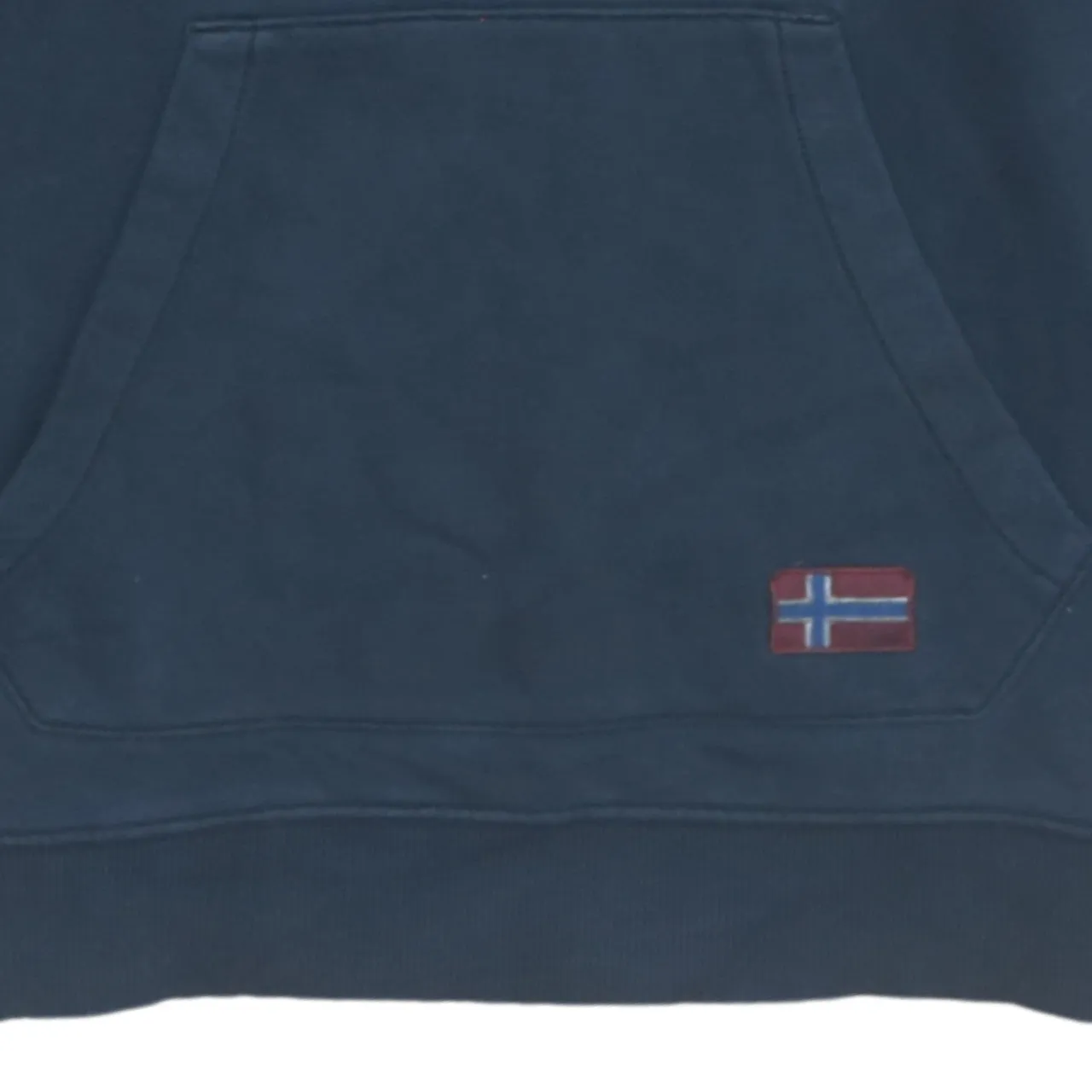 Napapijri Navy Blue Hoodie Men's Small Printed Logo Front Pocket Pullover Sweatshirt sold by Vintage Club product image thumbnail 4