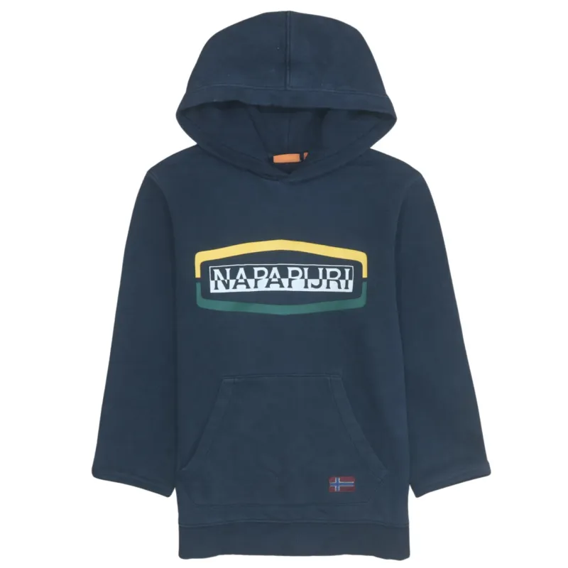Napapijri 90's Spellout Pullover Hoodie Small Black sold by Vintage Club