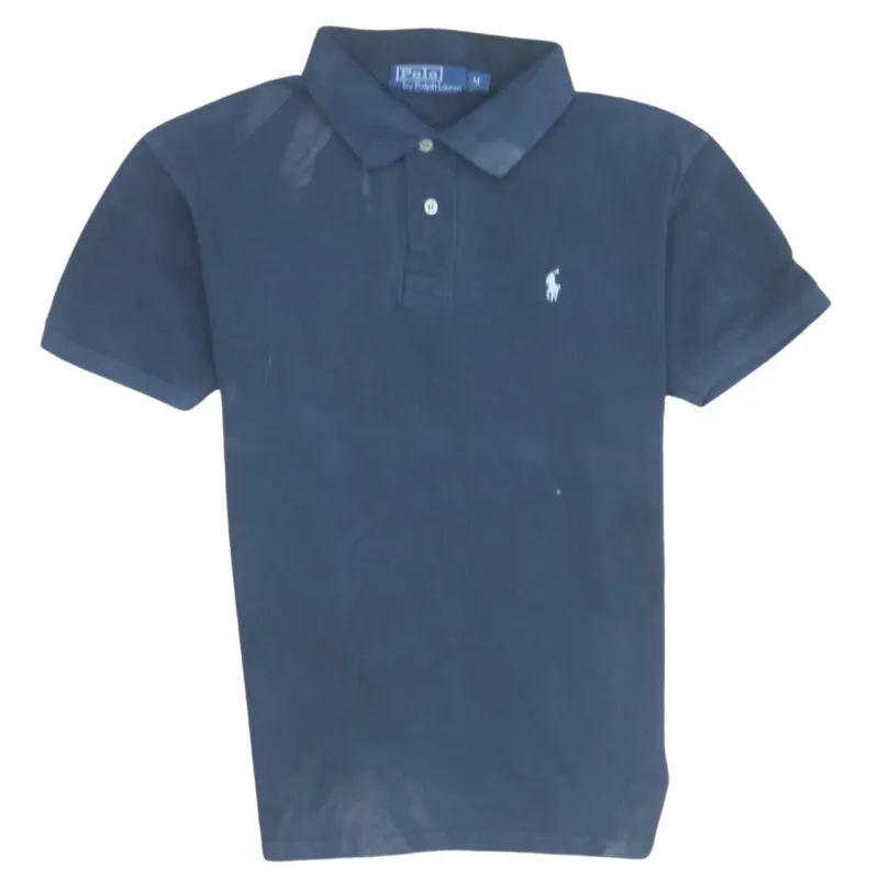 Polo Ralph Lauren 90's Short Sleeves Quarter Button Polo Shirt Medium Navy Blue sold by Vintage Club