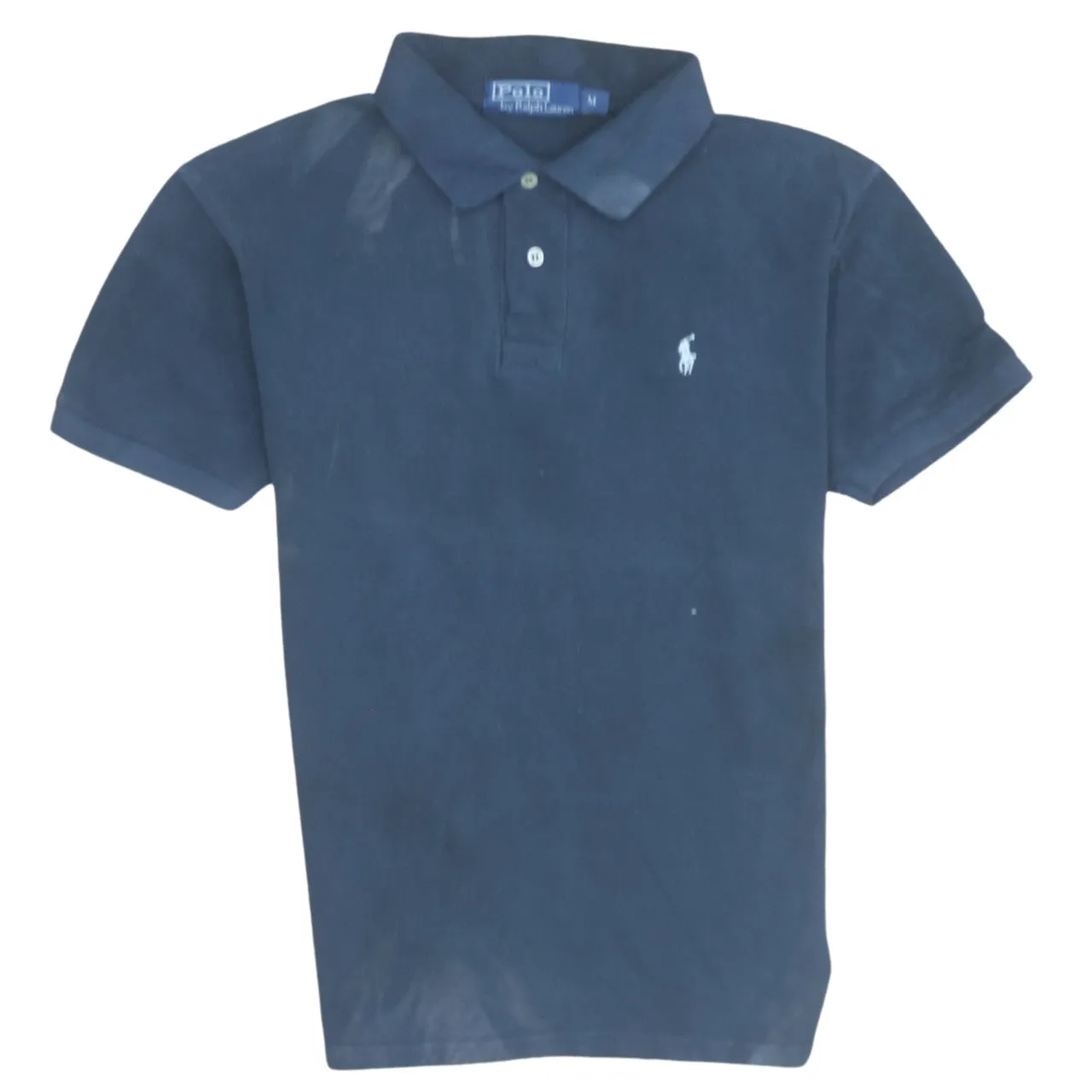 Polo Ralph Lauren 90's Short Sleeves Quarter Button Polo Shirt Medium Navy Blue sold by Vintage Club