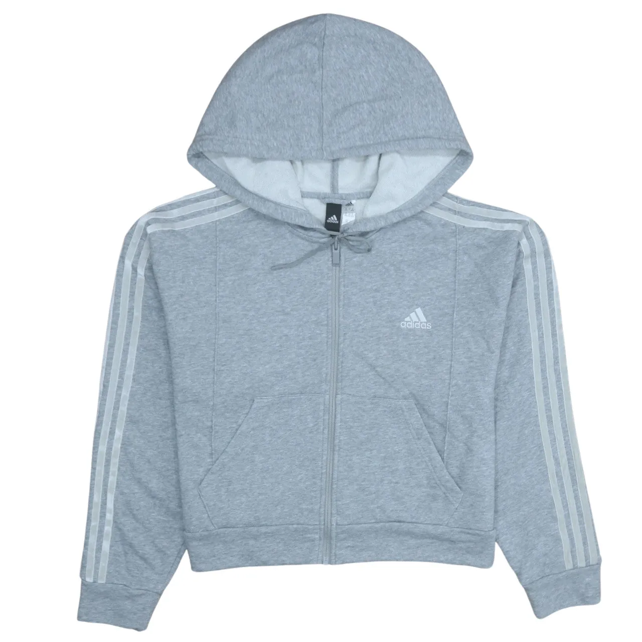 Adidas 90's Striped Sleeve Full Zip Up Hoodie Medium Grey sold by Vintage Club