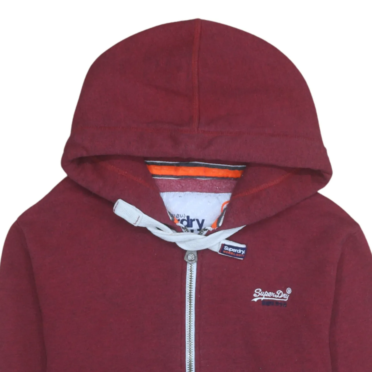 Super Dry 90's Drawstring Pockets Full Zip Up Hoodie Medium Burgundy Red sold by Vintage Club product image thumbnail 3