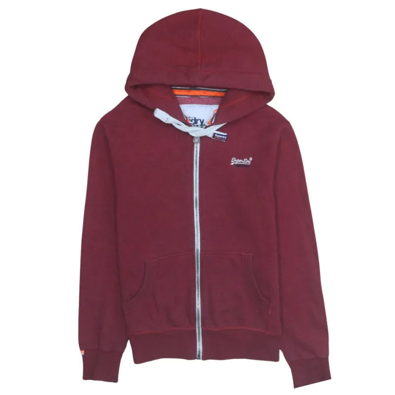 Super Dry 90's Drawstring Pockets Full Zip Up Hoodie Medium Burgundy Red made by Superdry