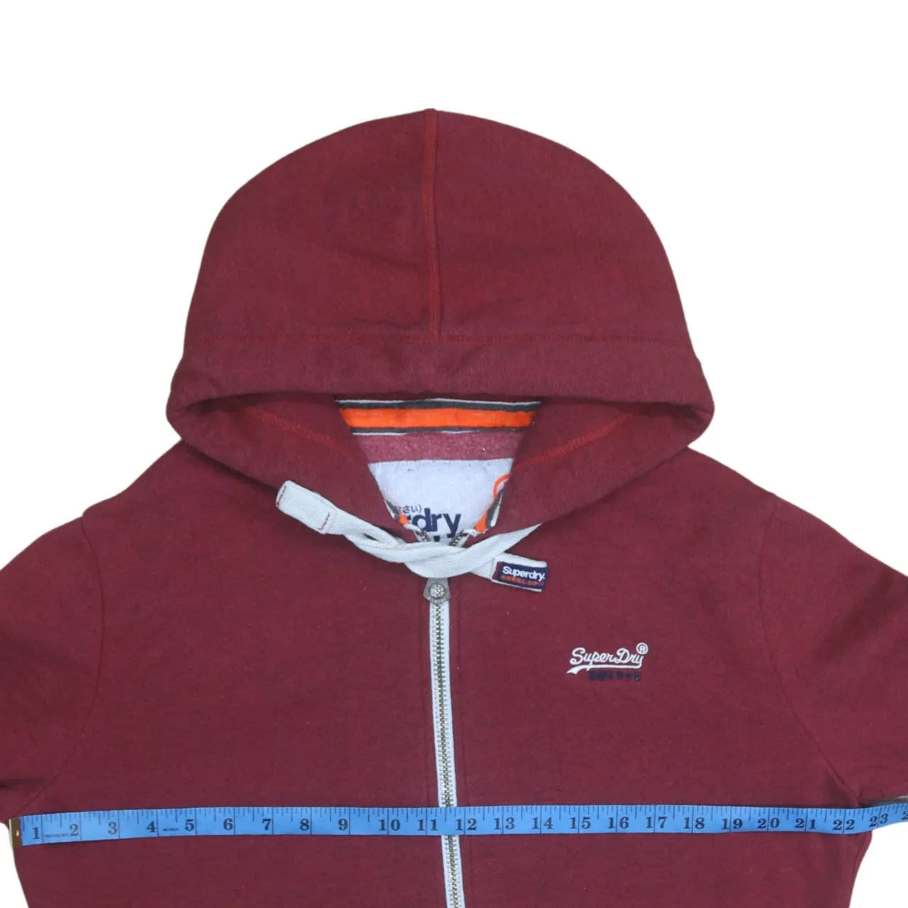 Super Dry 90's Drawstring Pockets Full Zip Up Hoodie Medium Burgundy Red sold by Vintage Club product image thumbnail 5