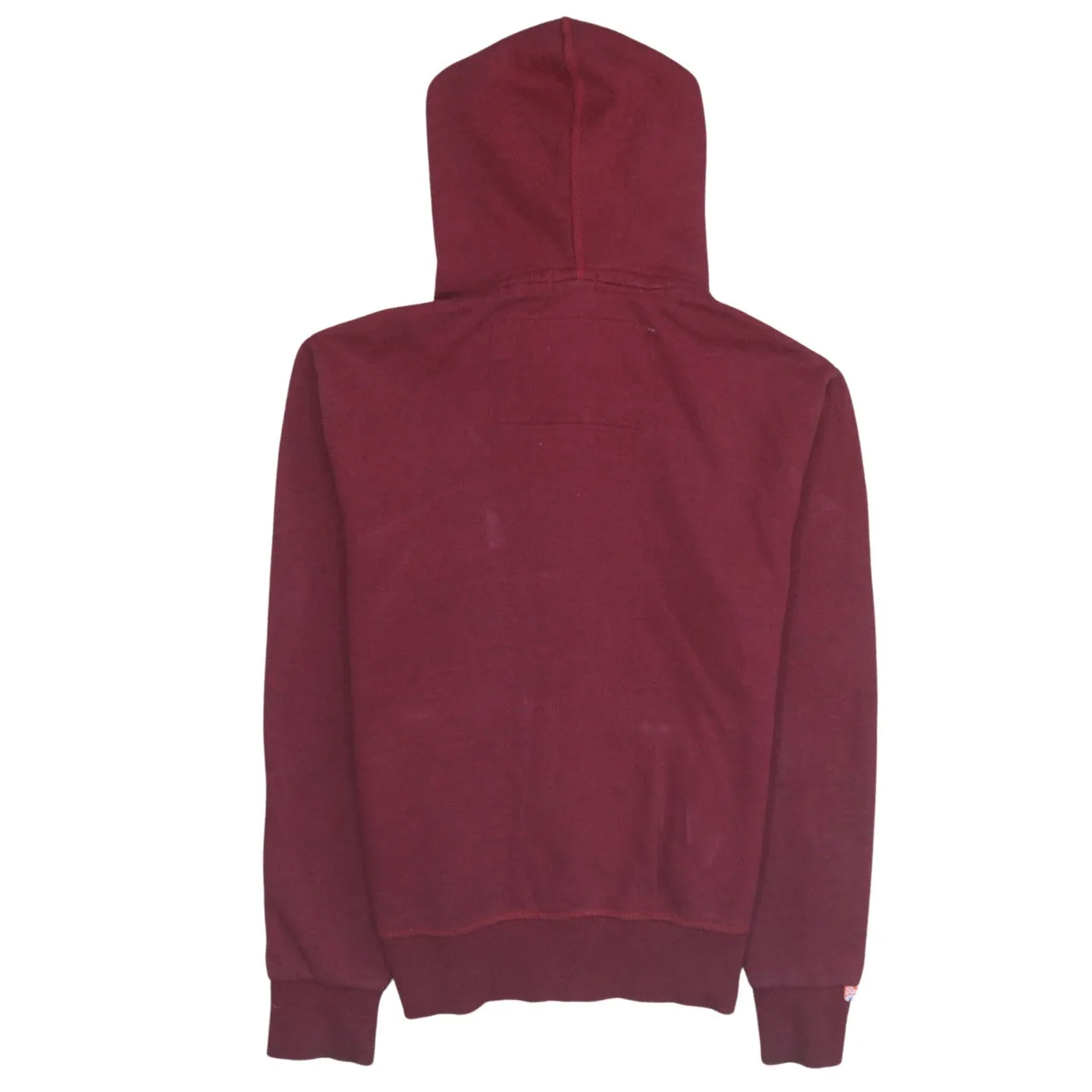 Super Dry 90's Drawstring Pockets Full Zip Up Hoodie Medium Burgundy Red sold by Vintage Club product image thumbnail 2