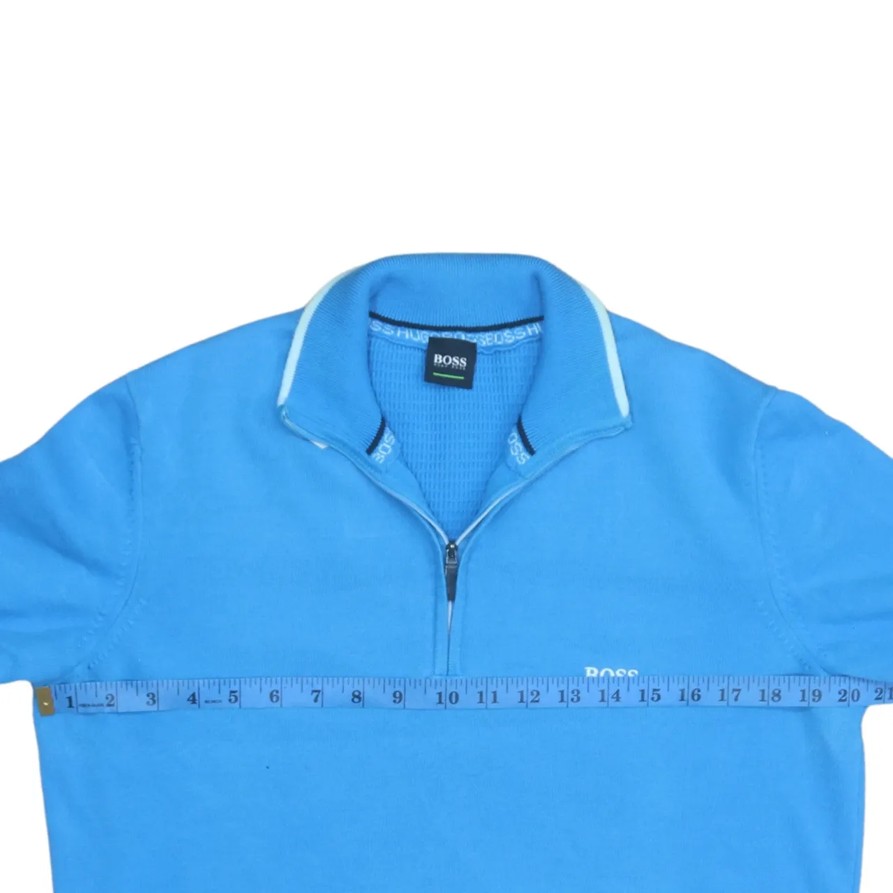 HUGO BOSS Bright Blue Sweatshirt Women’s Medium Quarter Zip Embroidered Logo Pullover Top sold by Vintage Club product image thumbnail 5