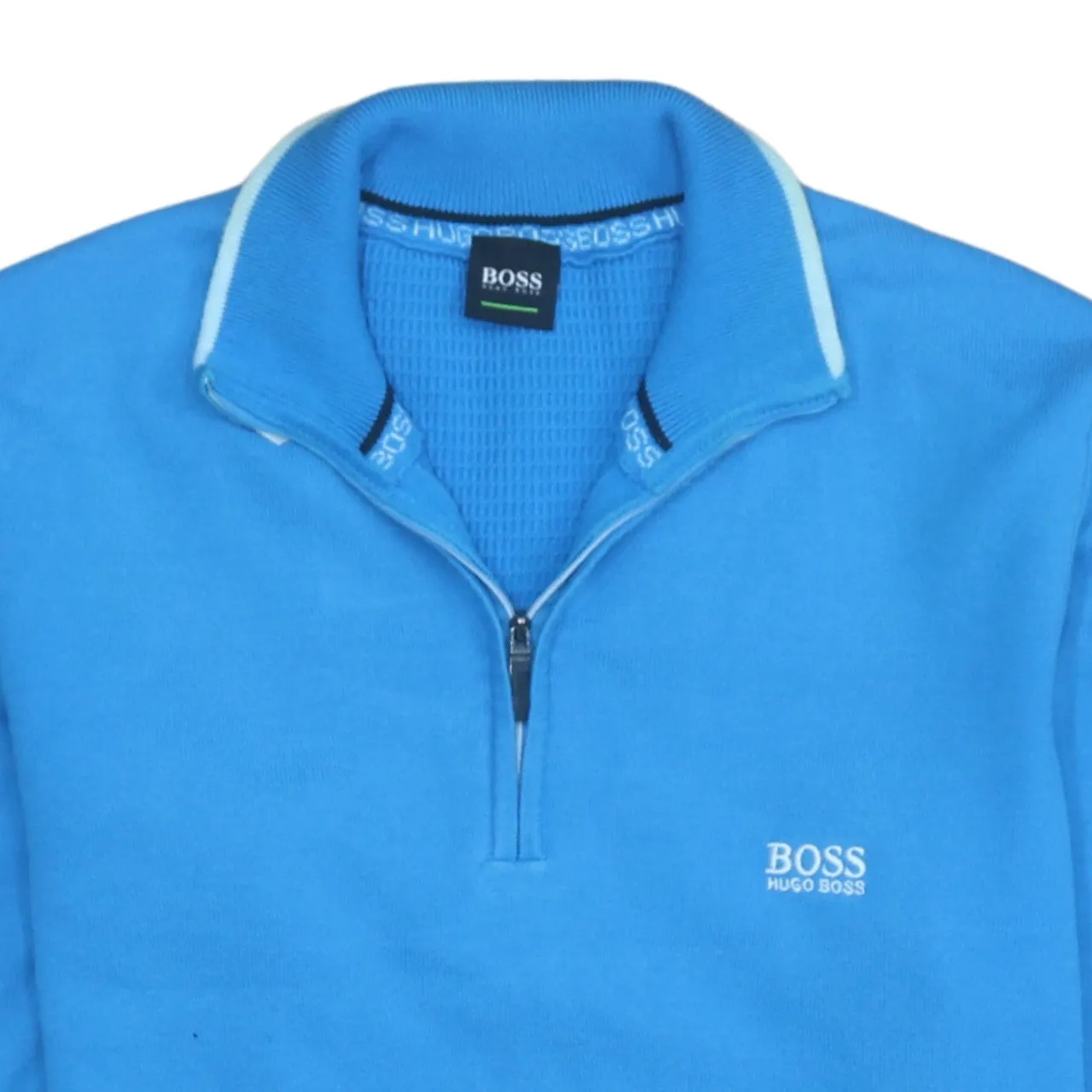 HUGO BOSS Bright Blue Sweatshirt Women’s Medium Quarter Zip Embroidered Logo Pullover Top sold by Vintage Club product image thumbnail 3