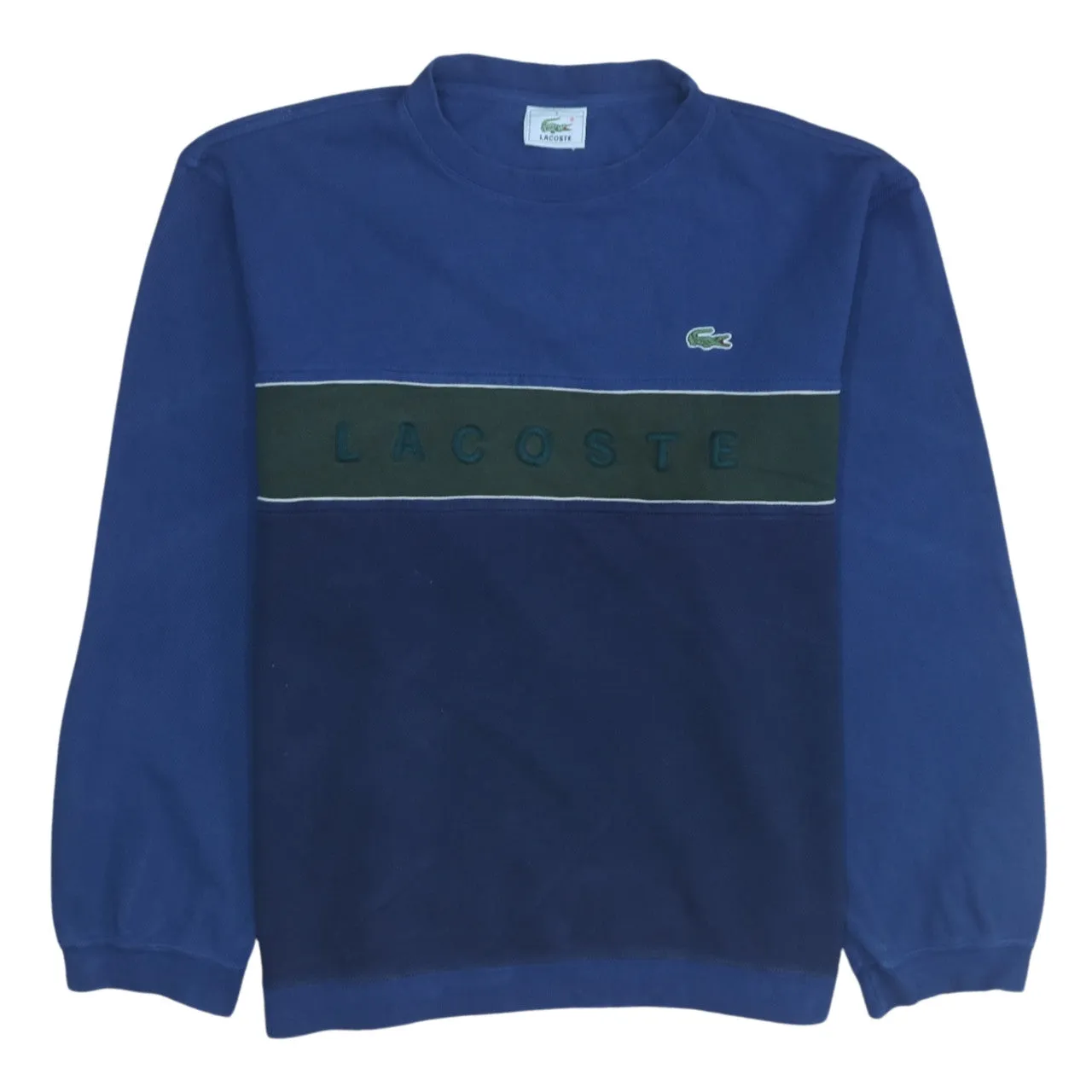 Lacoste 90's Spellout Crew Neck Sweatshirt Large Navy Blue sold by Vintage Club